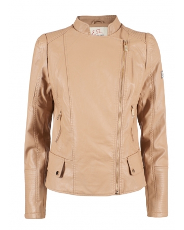 Chaqueta ecopiel caramelo